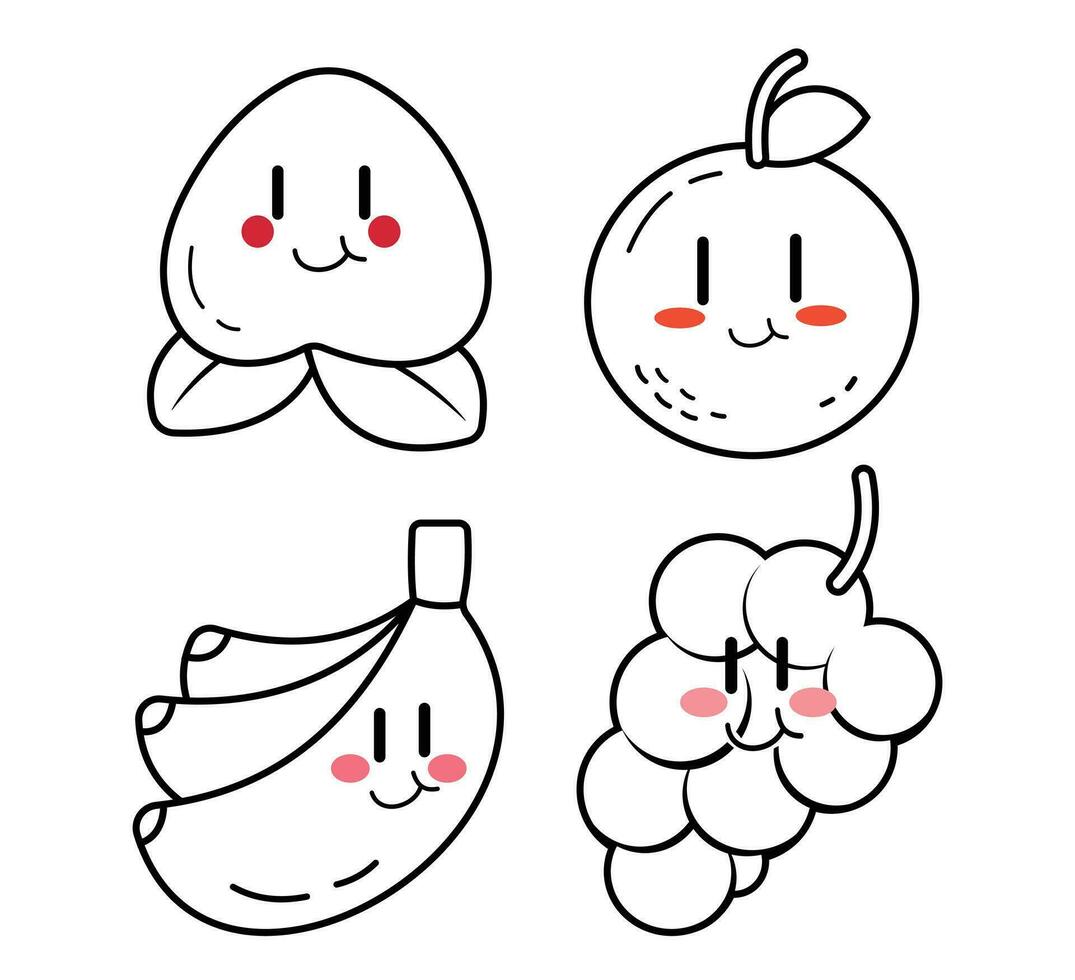 mignonne dessin animé fruit vecteur art. Facile et amusement conception pour des gamins