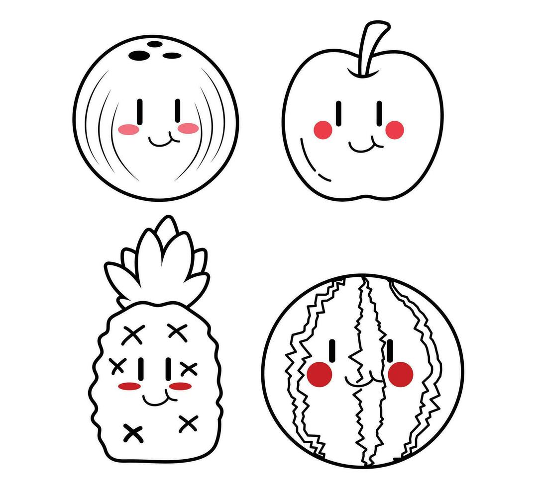 mignonne dessin animé fruit vecteur art. Facile et amusement conception pour des gamins