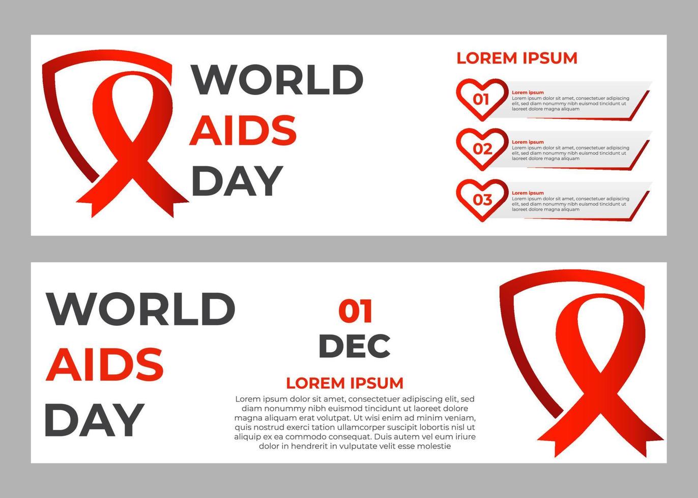 ensemble de modèles de bannières de la journée mondiale du sida vecteur