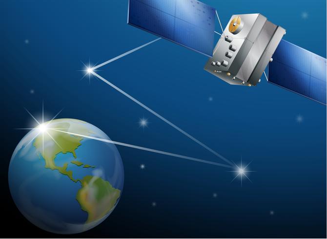 Un satellite et la planète Terre vecteur