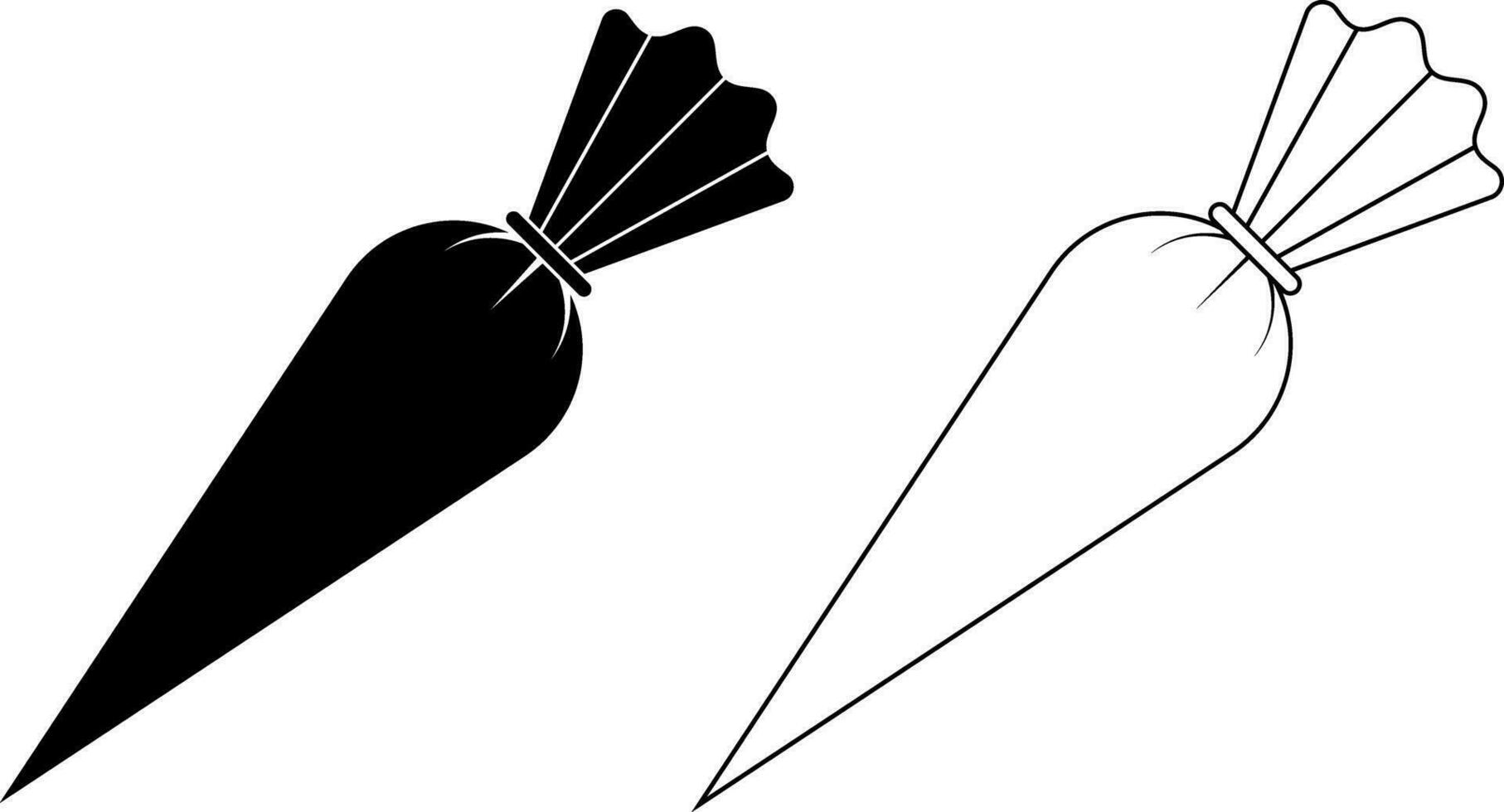 contour silhouette Pâtisserie sac icône ensemble isolé sur blanc Contexte vecteur