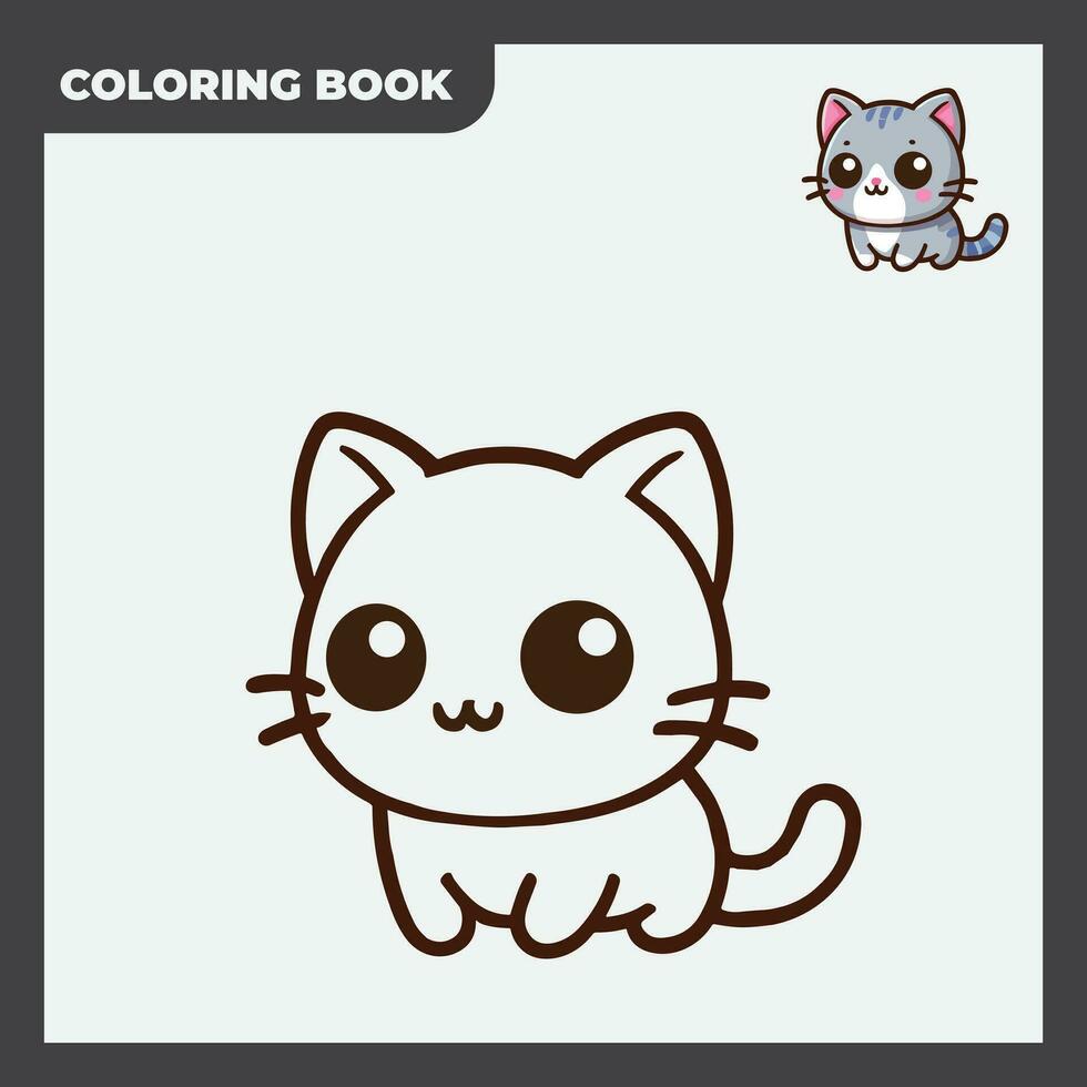 coloration livre esquisser illustration conception pour enfants, avec croquis de mignonne et adorable chats vecteur