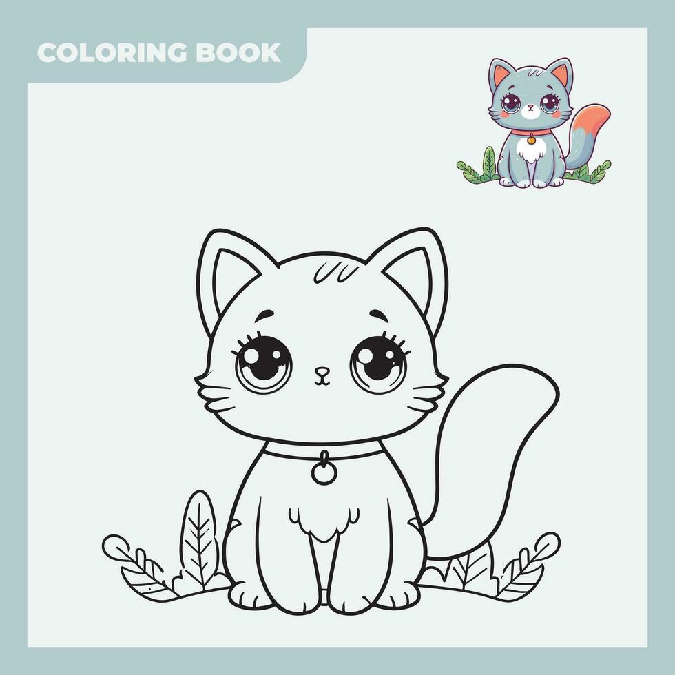 coloration livre esquisser illustration conception pour enfants, avec croquis de mignonne et adorable chats vecteur