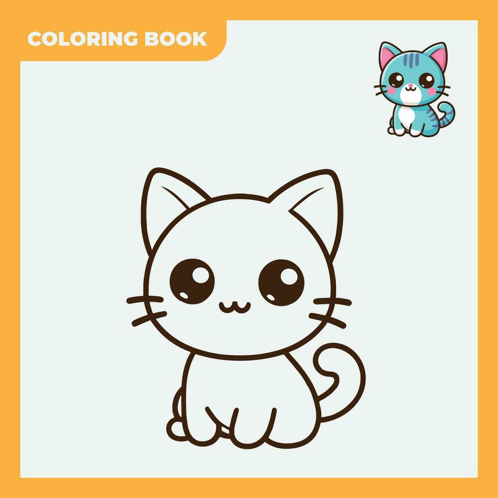 coloration livre esquisser illustration conception pour enfants, avec croquis de mignonne et adorable chats vecteur