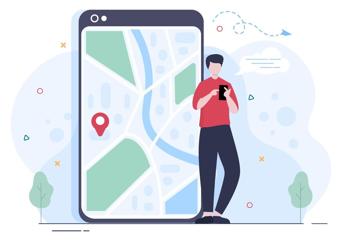 La carte de navigation GPS et la boussole sur l'application de recherche de localisation indiquent la position ou l'itinéraire que vous suivez. illustration vectorielle de fond vecteur