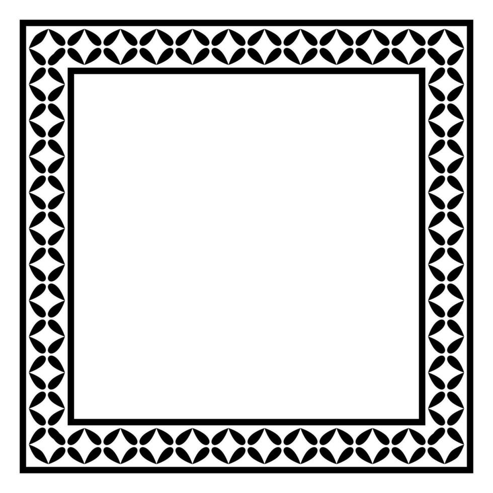 frontière Cadre carré modèle. islamique, Indien, grec motifs. géométrique cadres dans noir Couleur isolé sur blanc Contexte vecteur