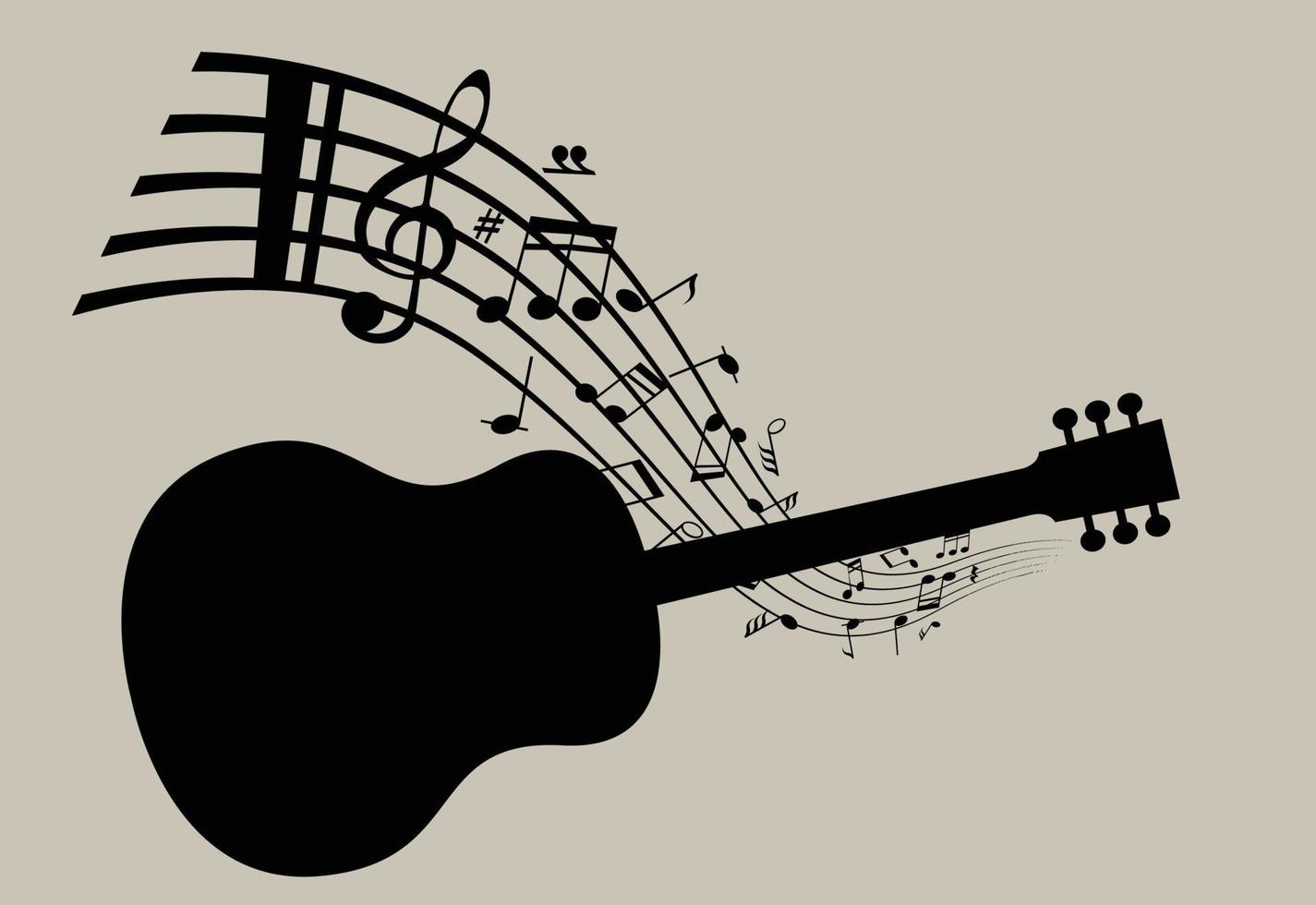 silhouette de guitare acoustique, dessin vectoriel