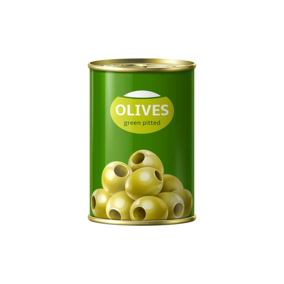 réaliste vert olive isolé 3d vecteur étain pouvez