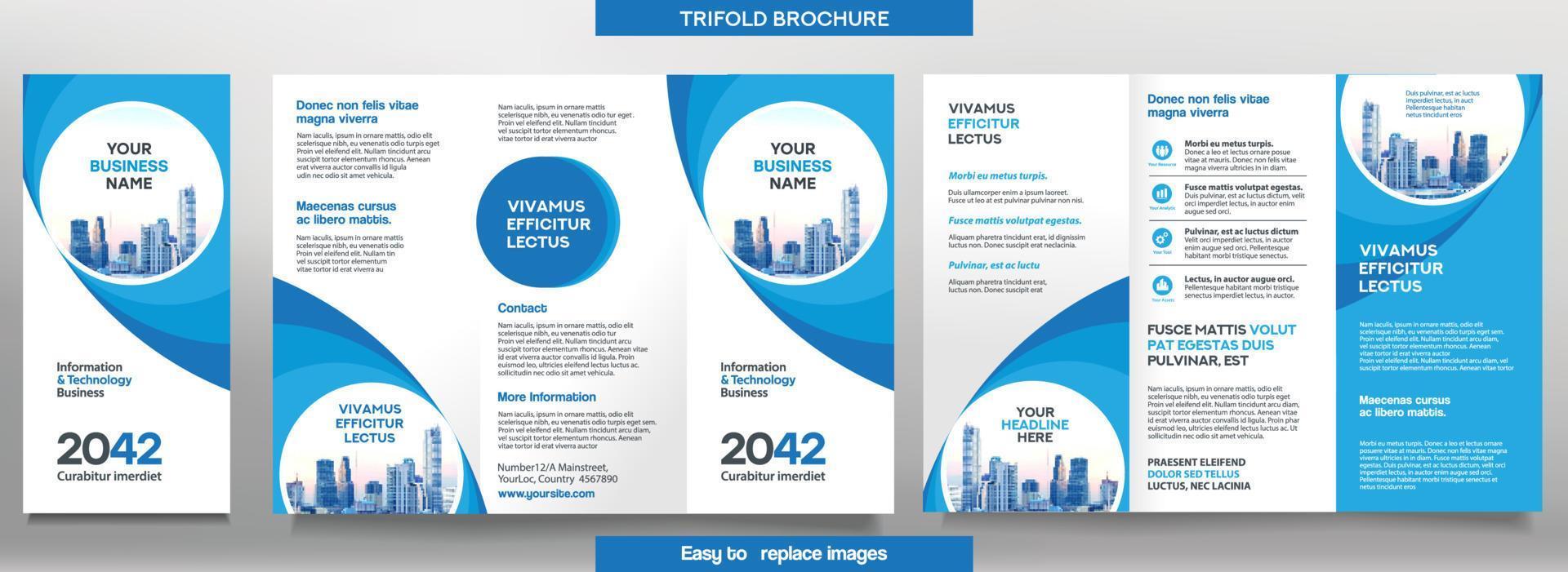 modèle de brochure d'entreprise en trois volets. dépliant de conception d'entreprise avec image remplaçable. vecteur