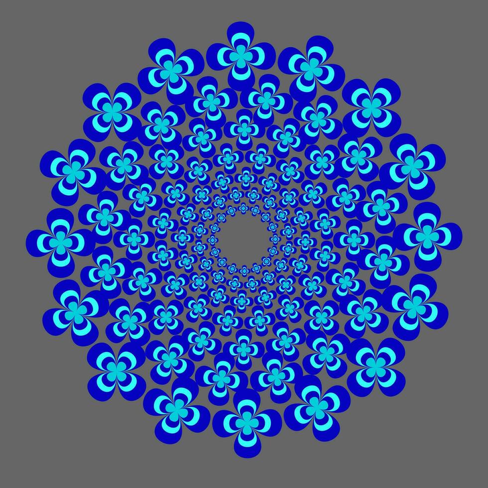 vecteur mandala dans le forme de une bleu abstrait floral modèle situé dans une cercle sur une gris Contexte