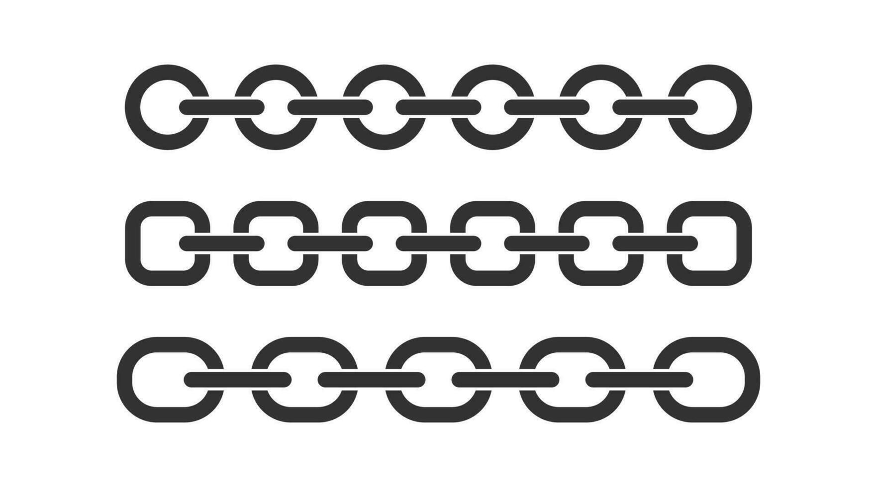 chaîne icône. lien symbole. hyperlien panneaux. lien force symboles. métal Icônes. noir couleur. vecteur signe.