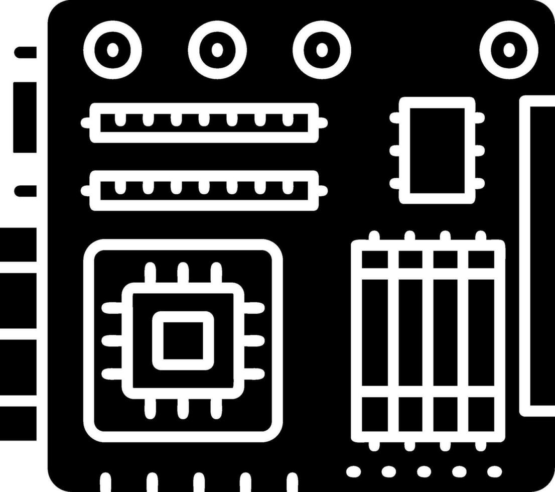 icône de glyphe de carte mère vecteur