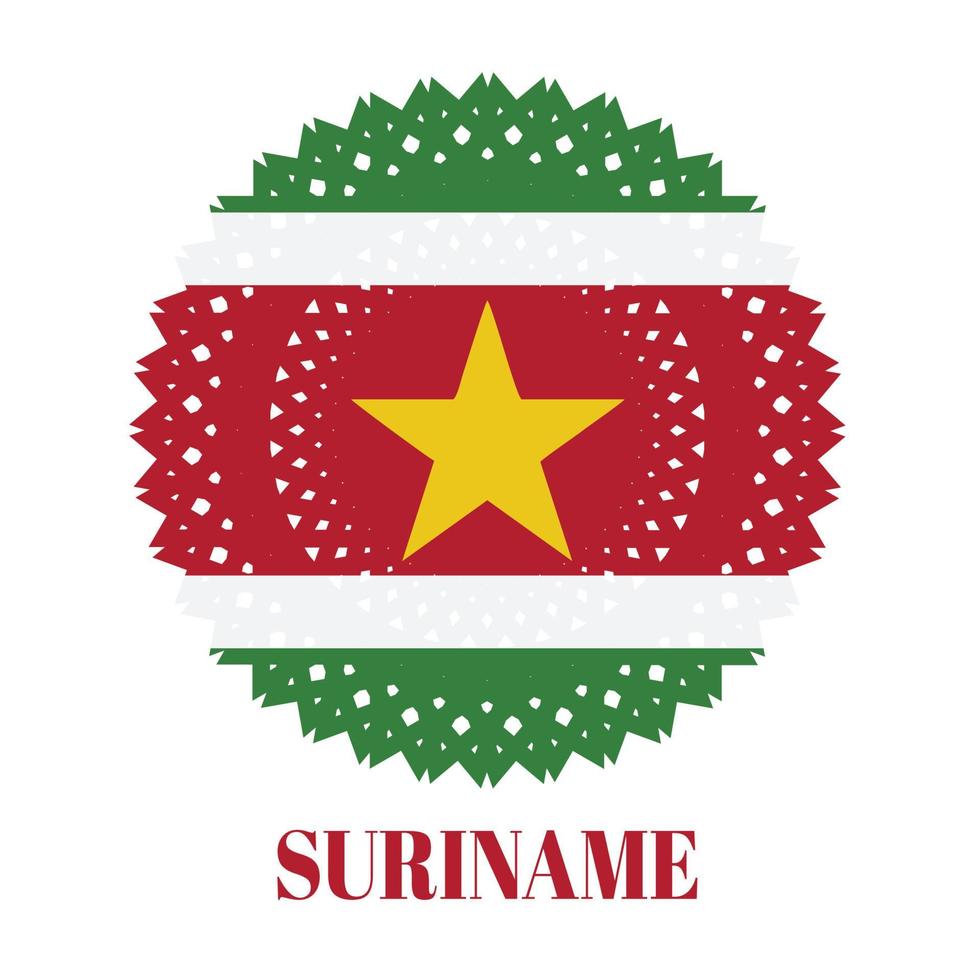 drapeau du suriname avec un élégant concept d'ornement de médaille vecteur