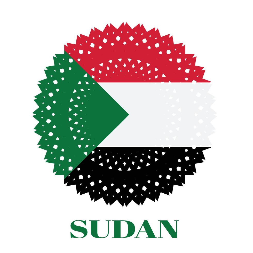 drapeau du soudan avec un élégant concept d'ornement de médaille vecteur