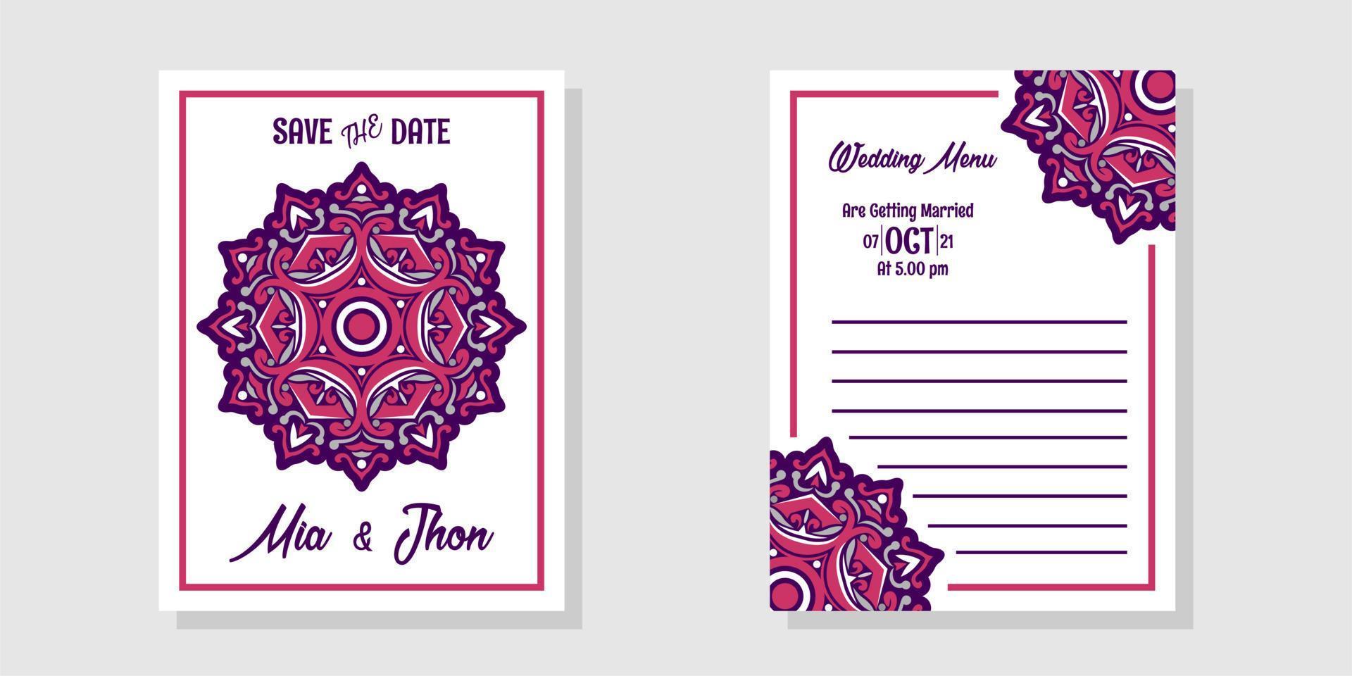 ensemble d'invitation de mariage avec de belles couleurs, fichier eps. vecteur