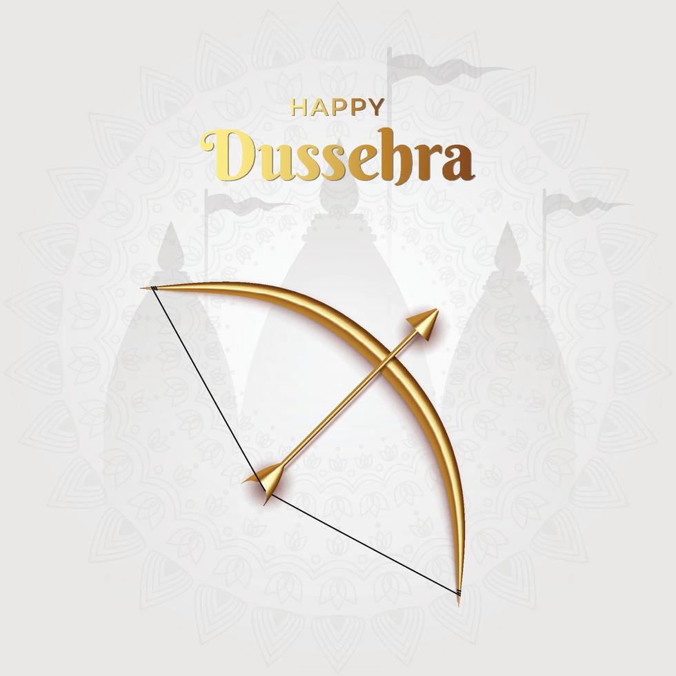 illustration de dussehra heureux avec un arc et une flèche d'or vecteur