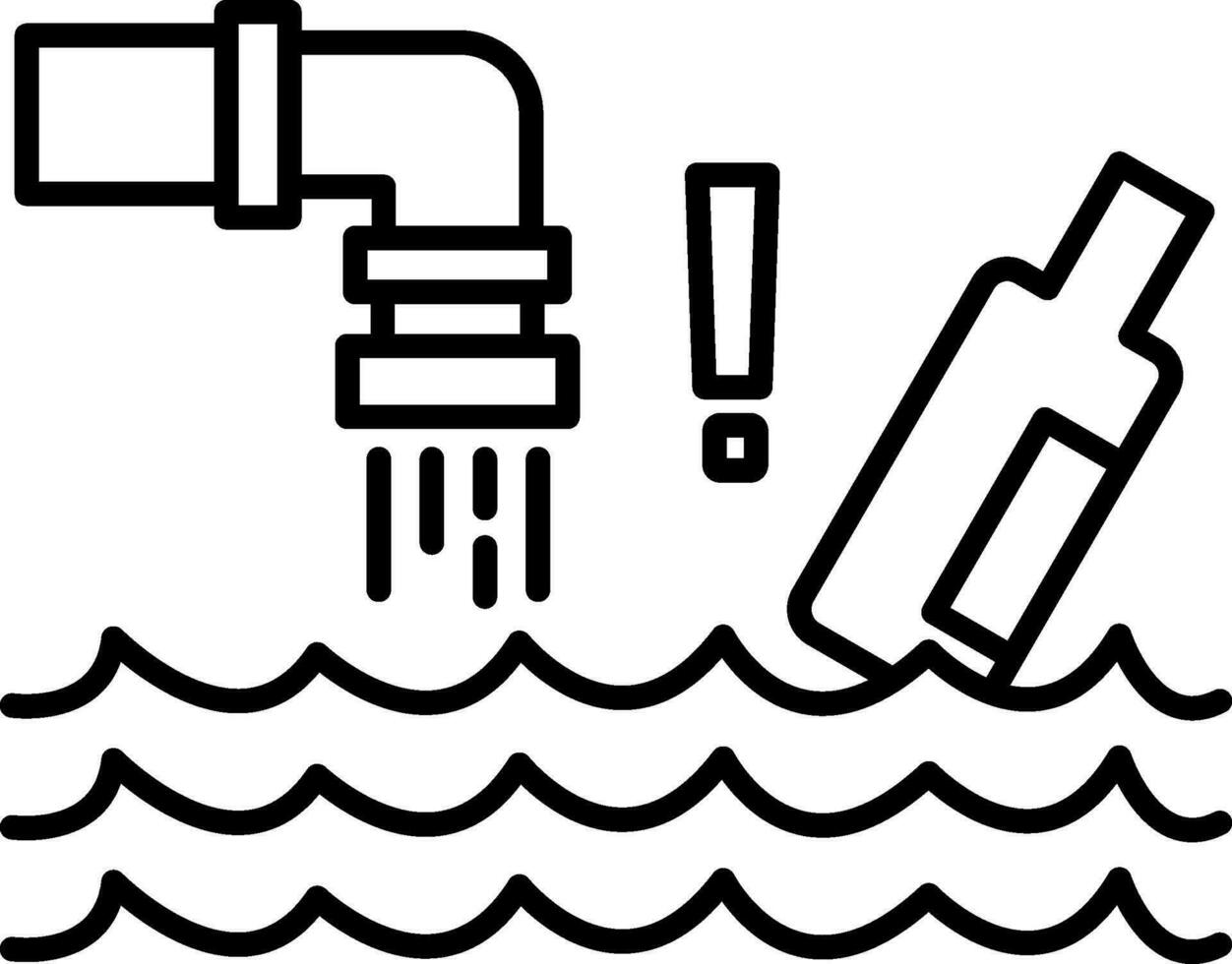 icône de ligne de pollution de l'eau vecteur