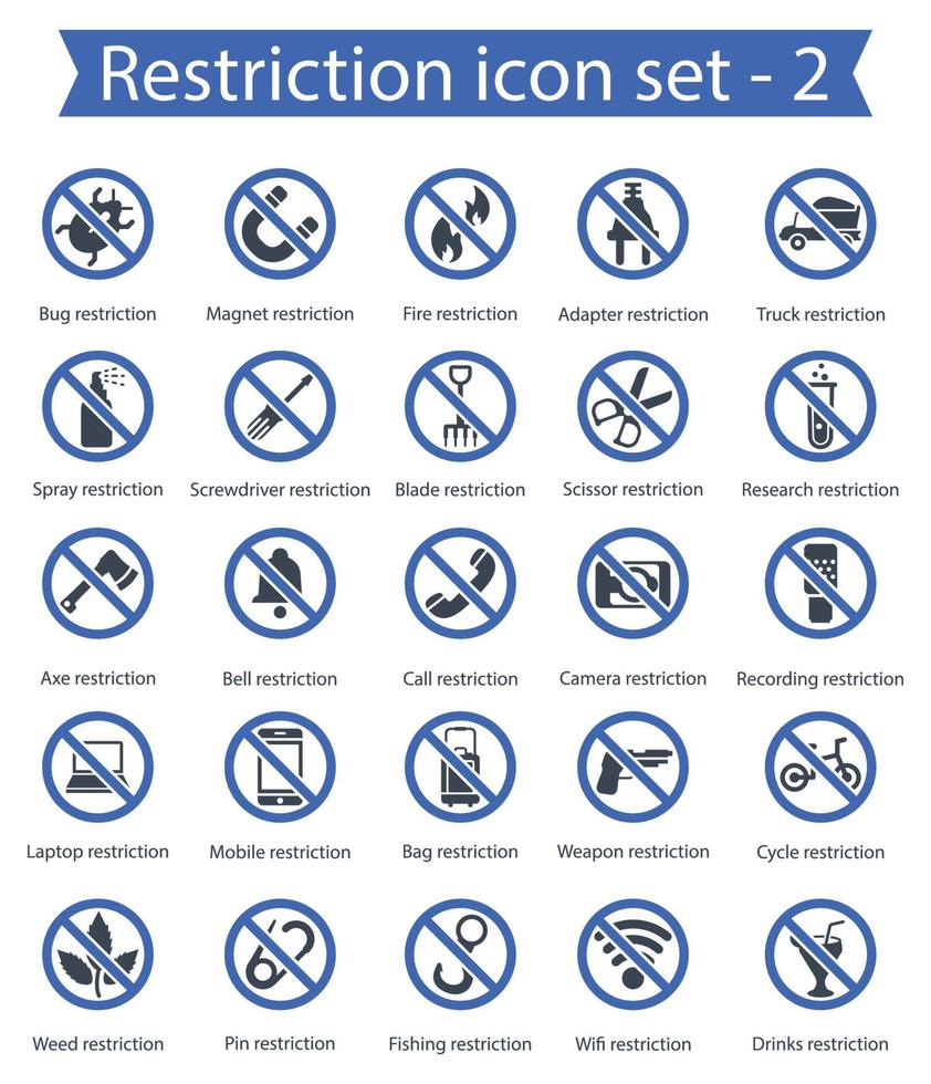 jeu d'icônes de restriction 2 vecteur