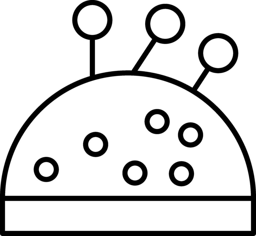 icône de ligne de coussin à épingles vecteur