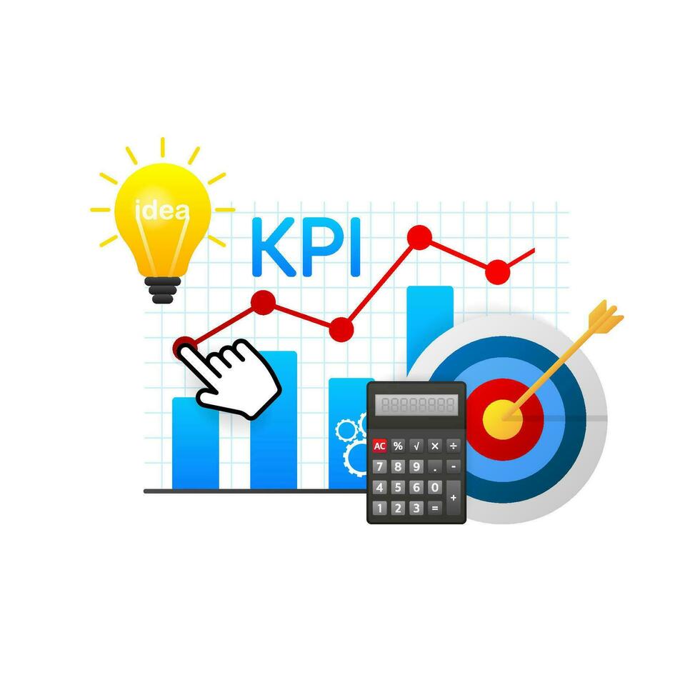 plat icône avec kpi pour commercialisation conception. financier investissement. affaires Les données une analyse vecteur