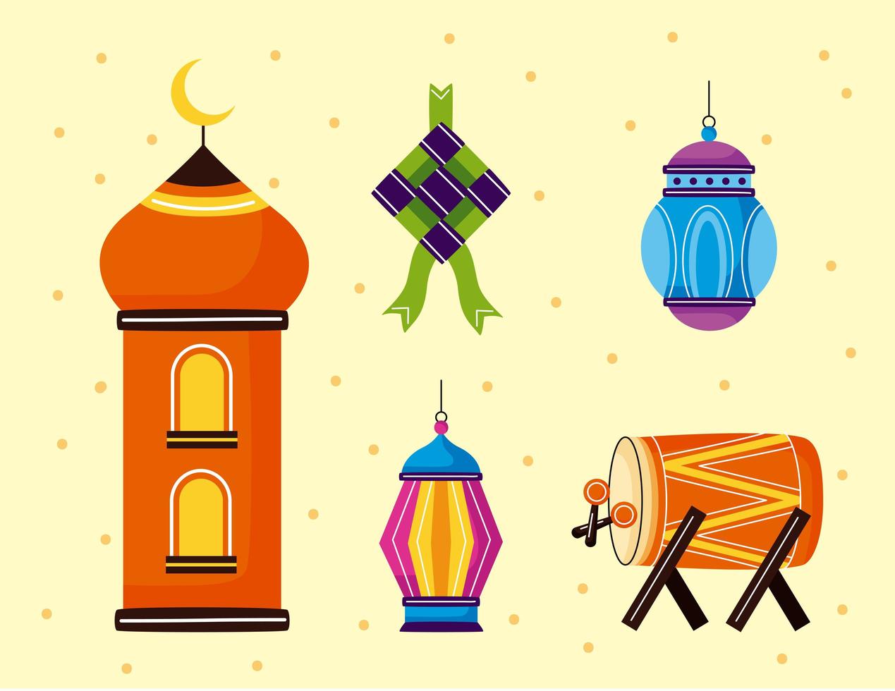 icônes eid mubarak vecteur