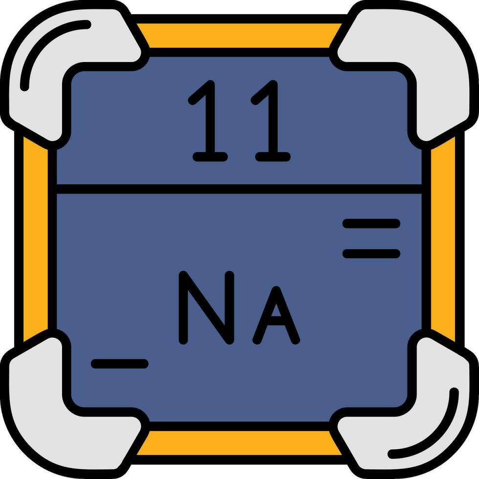 sodium ligne rempli icône vecteur