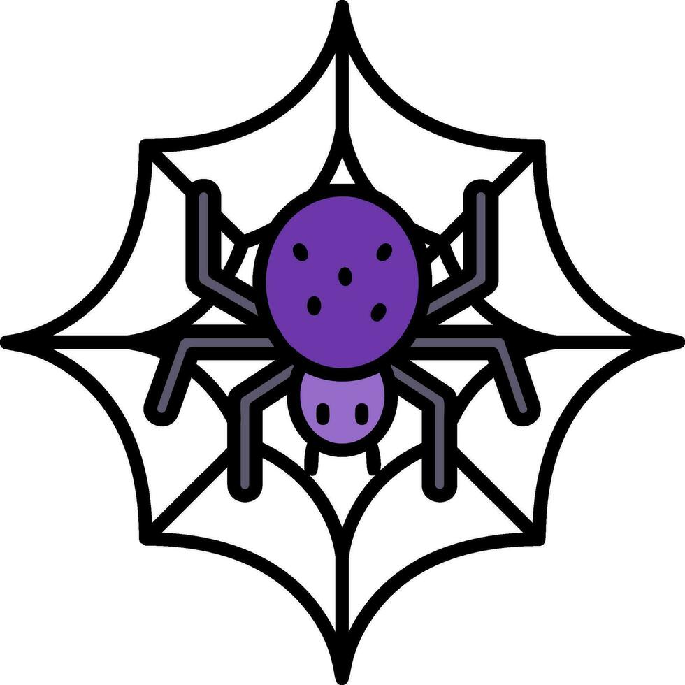 icône remplie de ligne de toile d'araignée vecteur