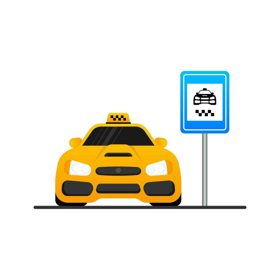 3d personnage Taxi sur lumière Contexte. dessin animé Jaune icône sur noir Contexte. affaires vecteur icône. affaires concept