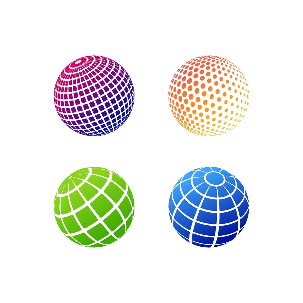 Création de logo de globe numérique 3D. conceptions de symbole d'icône de vecteur de globe