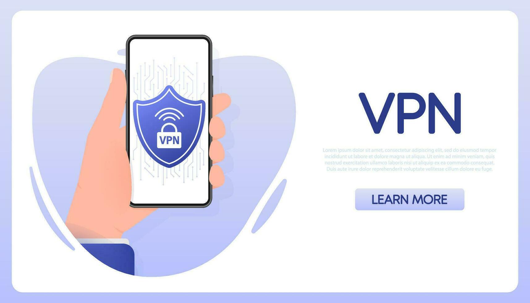 vpn plat bleu sécurise étiquette sur blanc Contexte. vecteur illustration