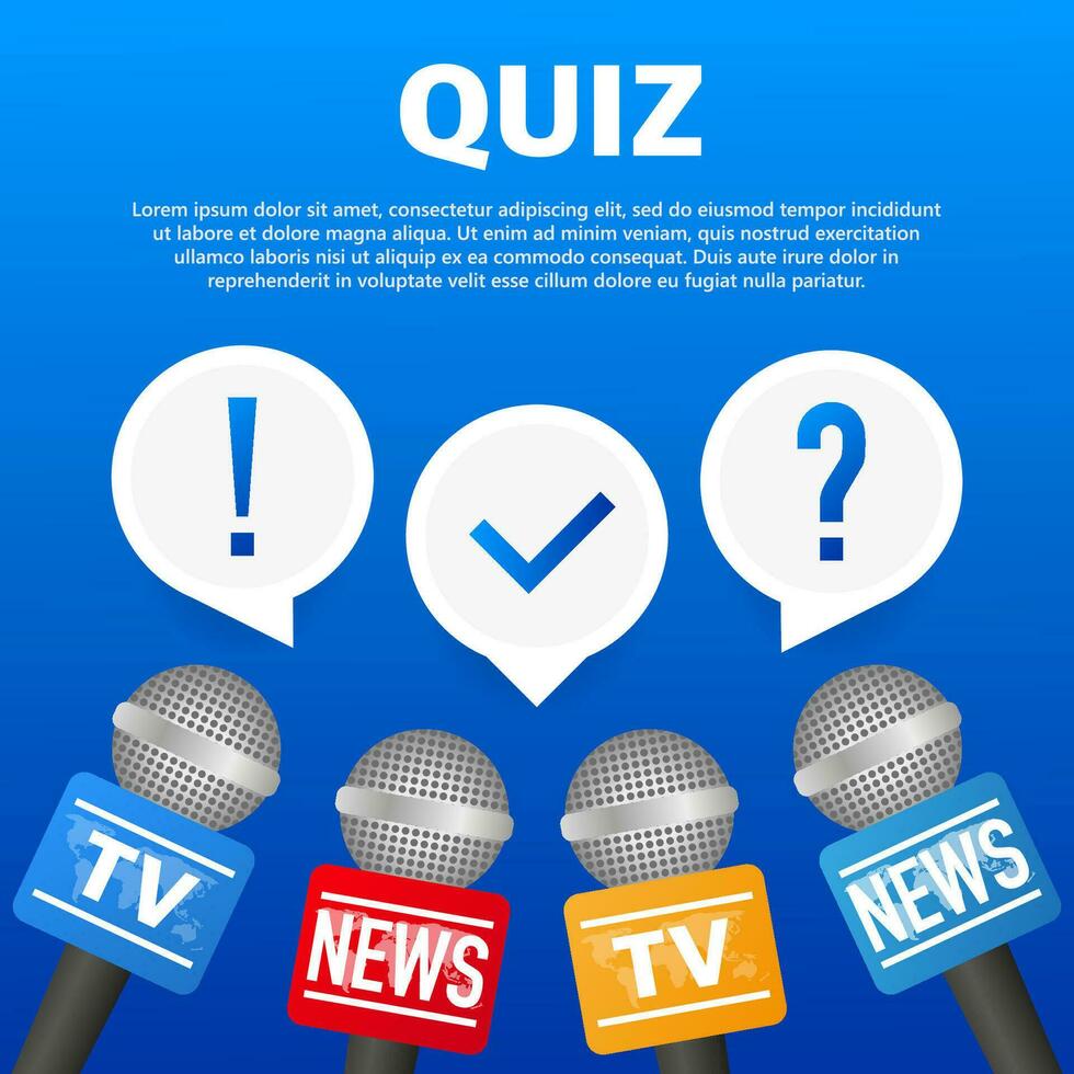 quiz logo avec discours bulle symboles, concept de questionnaire spectacle chanter, quiz bouton. vecteur