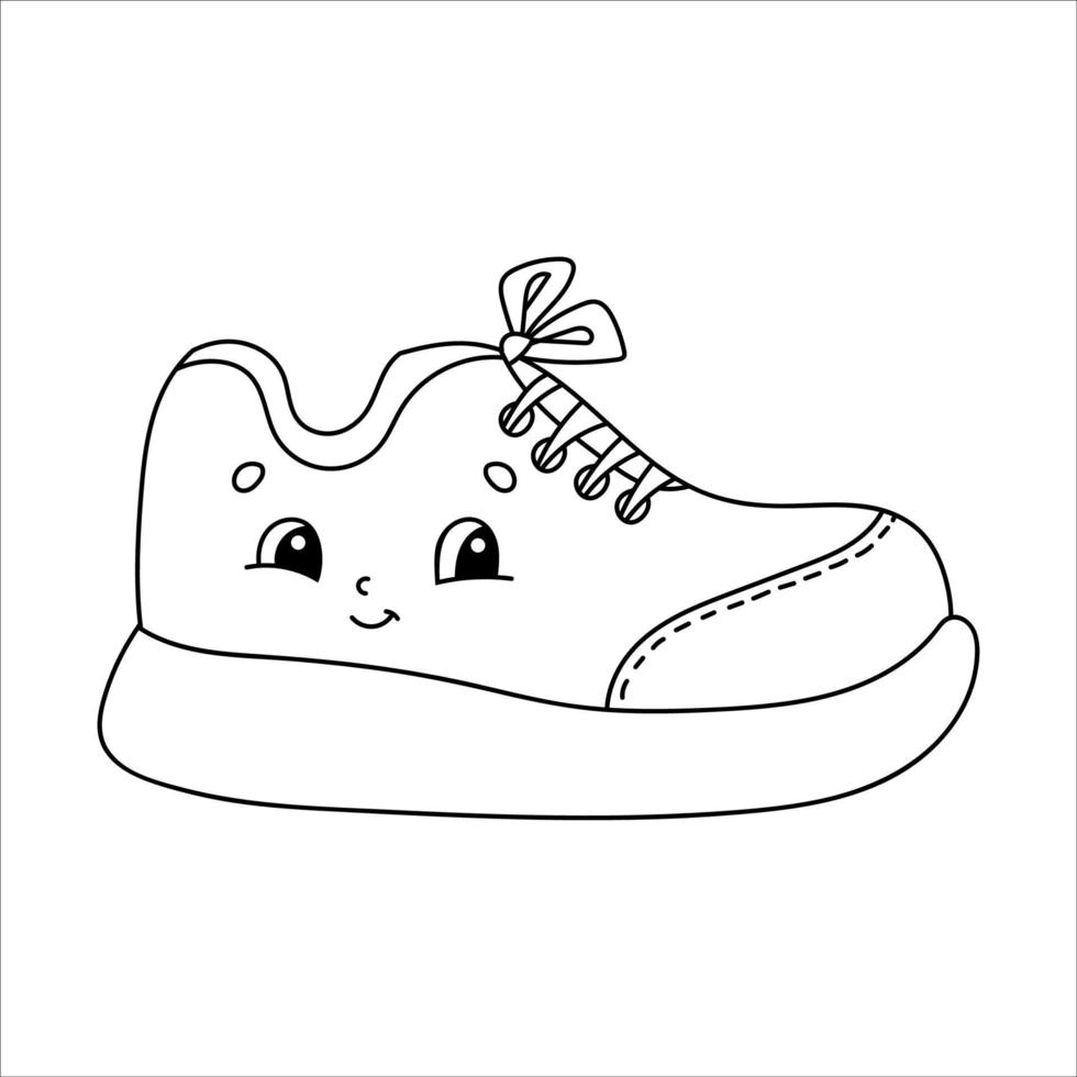 chaussures de sport. page de livre de coloriage pour les enfants. style de bande dessinée. illustration vectorielle isolée sur fond blanc. vecteur
