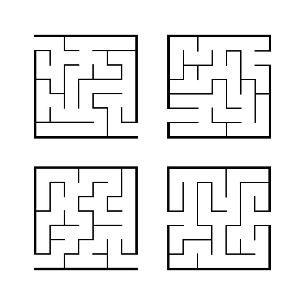 un ensemble de labyrinthes. jeu pour les enfants. casse-tête pour les enfants. énigme du labyrinthe. trouver le bon chemin. illustration vectorielle. vecteur