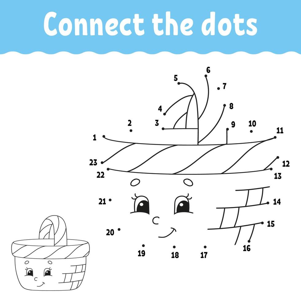 Point à point. tracer une ligne. pratique de l'écriture manuscrite. apprendre les nombres pour les enfants. feuille de travail de développement de l'éducation. page d'activité. jeu pour les tout-petits et les enfants d'âge préscolaire. illustration vectorielle isolée. style de bande dessinée. vecteur