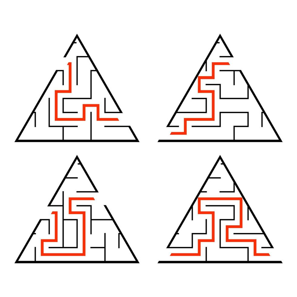 un ensemble de labyrinthes. jeu pour les enfants. casse-tête pour les enfants. énigme du labyrinthe. trouver le bon chemin. illustration vectorielle. vecteur