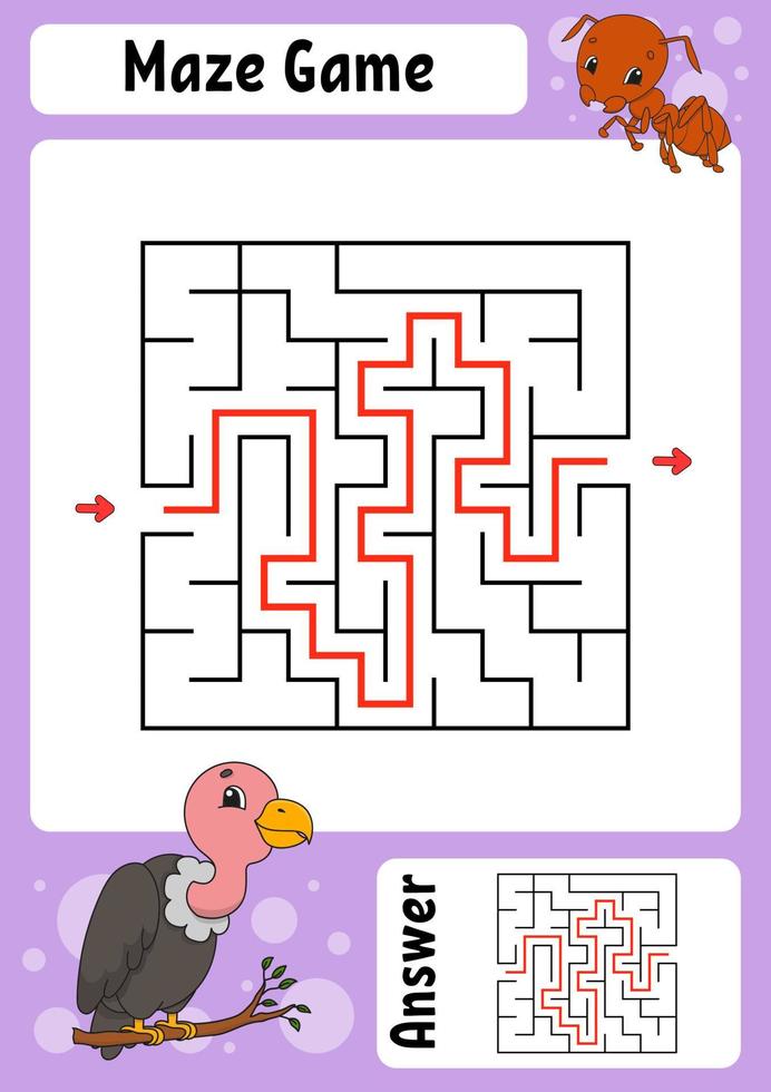 Labyrinthe. jeu pour les enfants. labyrinthe amusant. feuille de travail de développement de l'éducation. page d'activité. casse-tête pour les enfants. style de dessin animé mignon. énigme pour le préscolaire. énigme logique. illustration vectorielle de couleur. vecteur