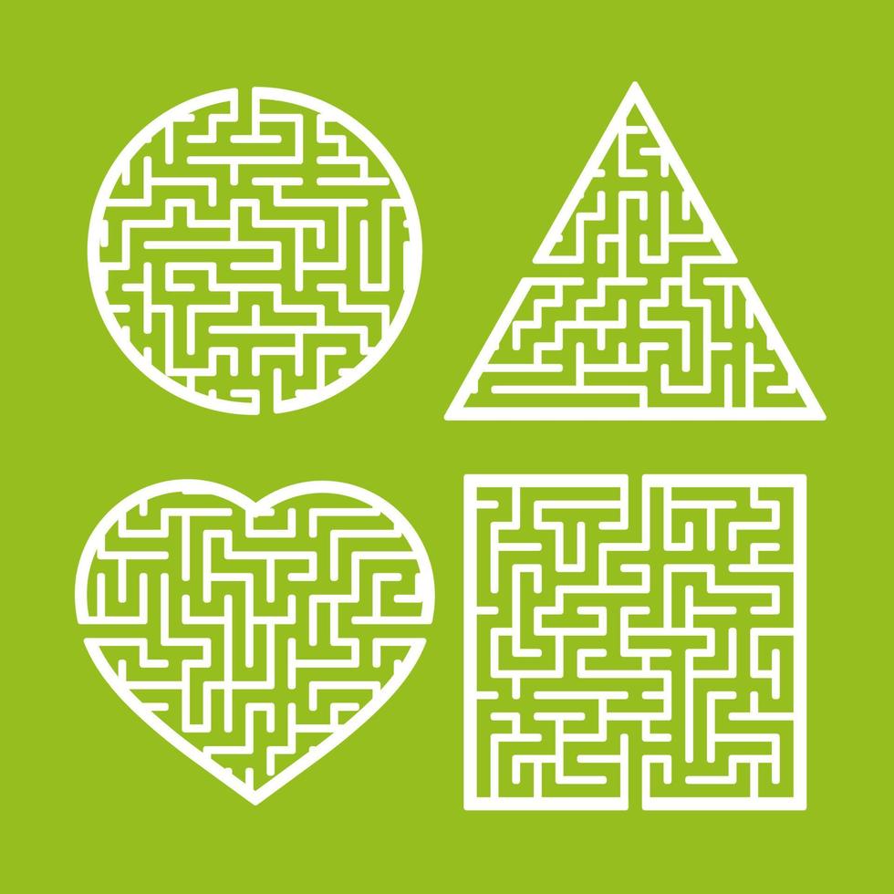 un ensemble de labyrinthes. jeu pour les enfants. casse-tête pour les enfants. énigme du labyrinthe. trouver le bon chemin. illustration vectorielle. vecteur