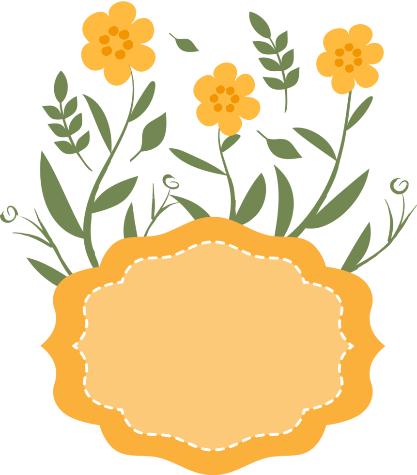cadre floral jaune vecteur