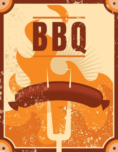 Affiche BBQ rétro vecteur