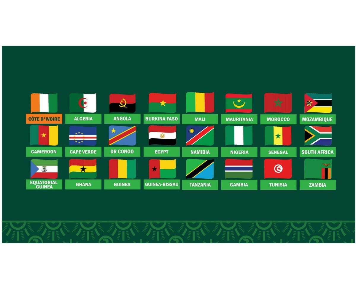 africain nations drapeaux 2023 équipes des pays africain Football symbole logo conception vecteur illustration