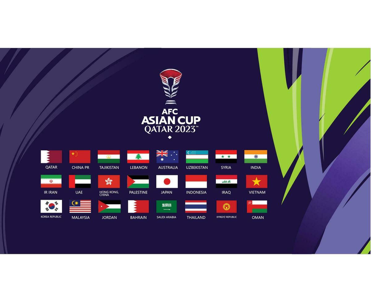 afc asiatique tasse Qatar 2023 drapeaux Asie Football logo conception vecteur