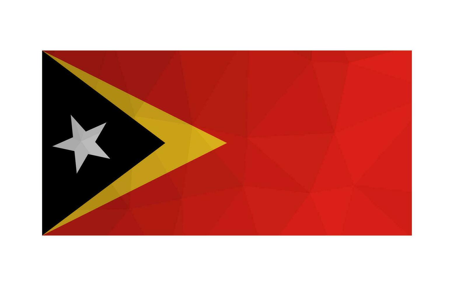 vecteur isolé illustration. nationale est timor drapeau. officiel symbole de timor leste. Créatif conception dans faible poly style avec triangulaire formes. pente effet.