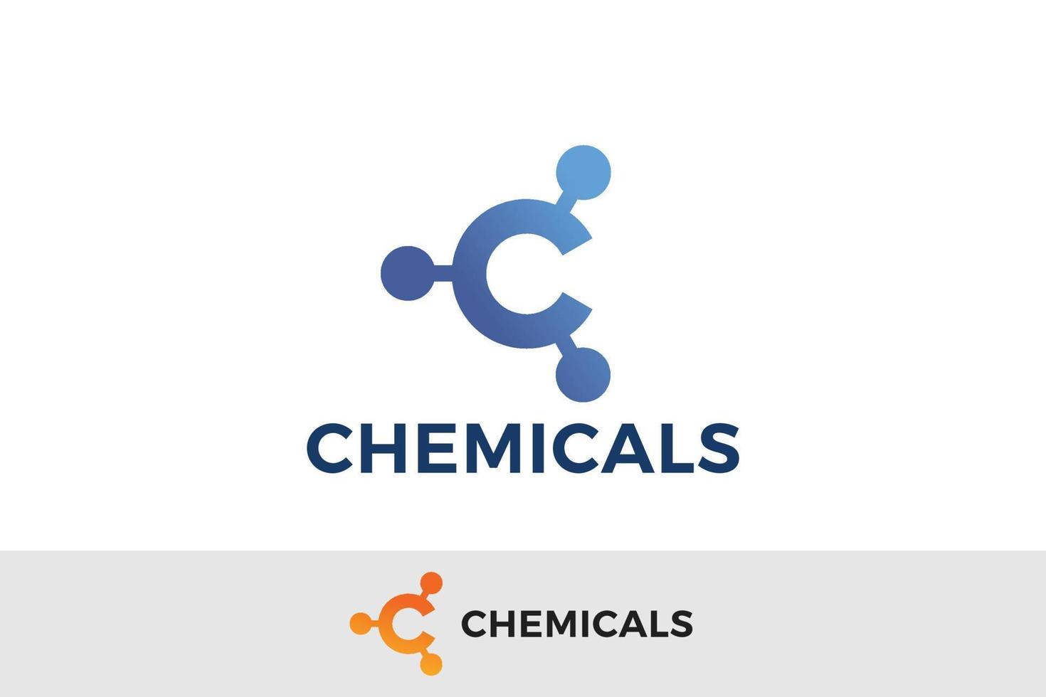 lettre c logo de liaison chimique de couleur bleue vecteur