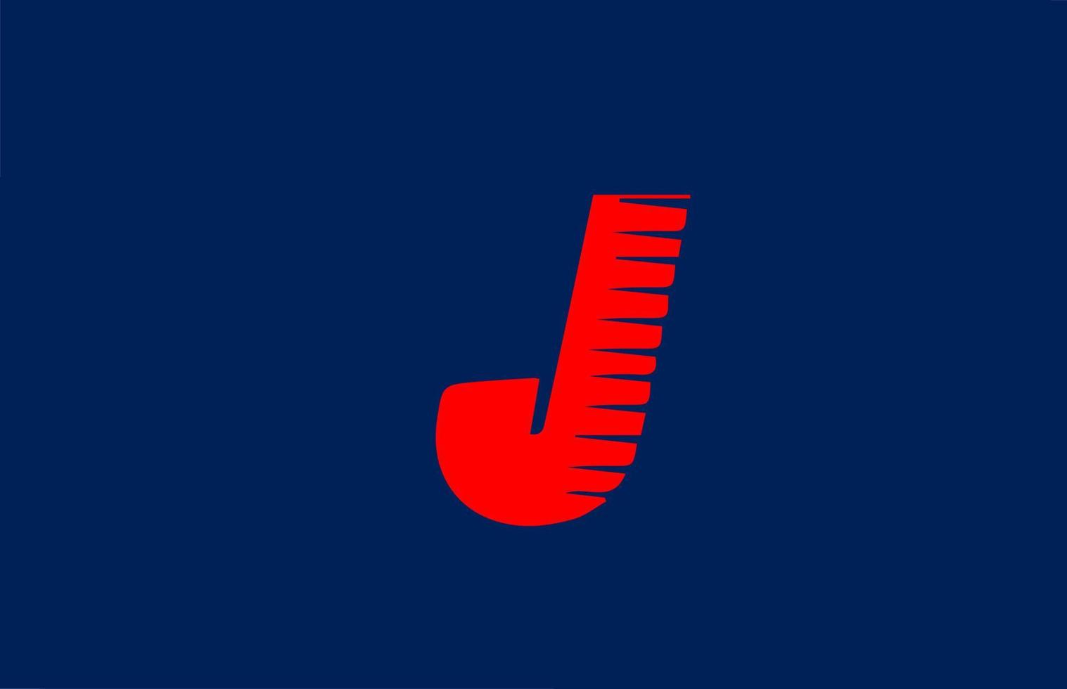 j icône du logo lettre alphabet rouge bleu. conception de ligne pour entreprise et entreprise vecteur