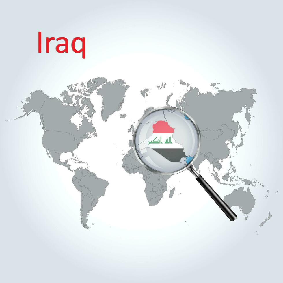 agrandie carte Irak avec le drapeau de Irak élargissement de Plans, vecteur art