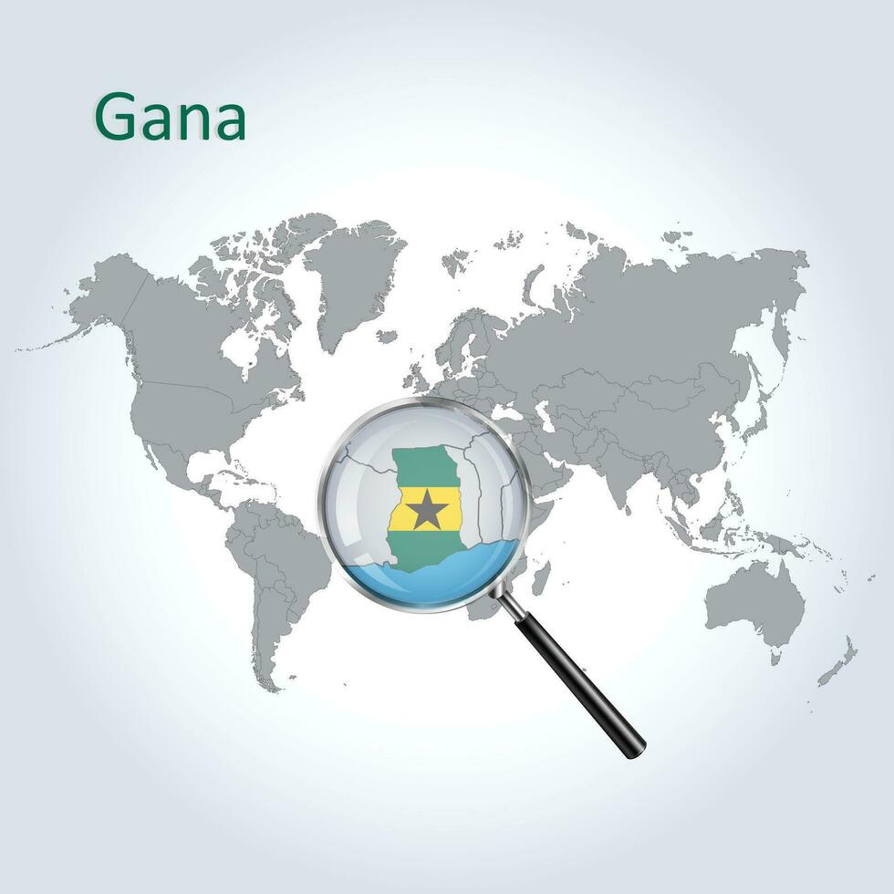 agrandie carte Ghana avec le drapeau de Ghana élargissement de Plans, vecteur art