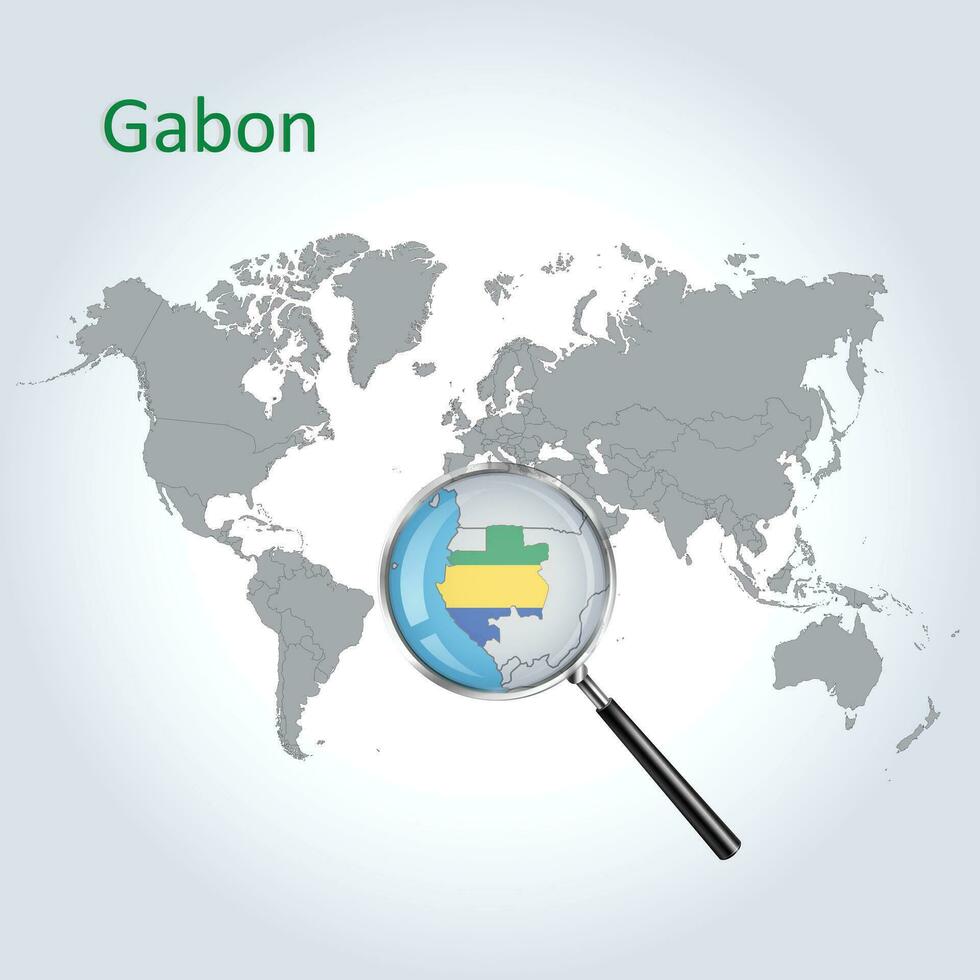 agrandie carte Gabon avec le drapeau de Gabon élargissement de Plans, vecteur art