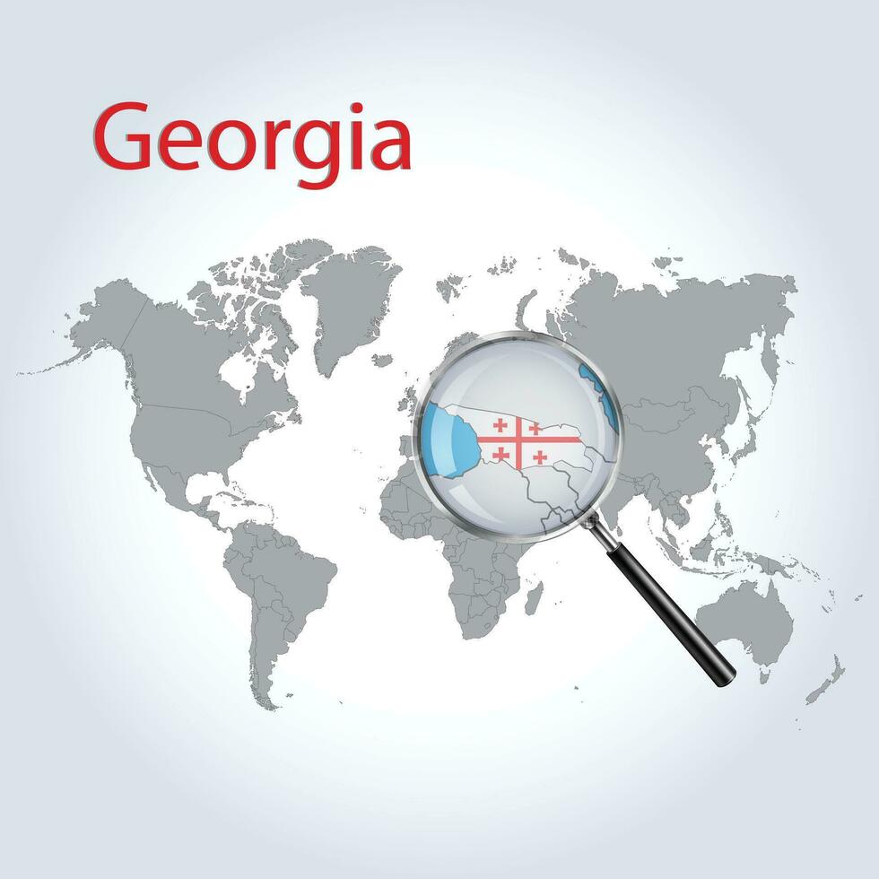 agrandie carte Géorgie avec le drapeau de Géorgie élargissement de Plans, vecteur art
