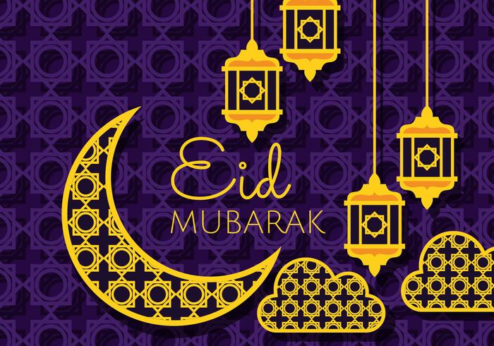 Carte de voeux Eid Mubarak vecteur