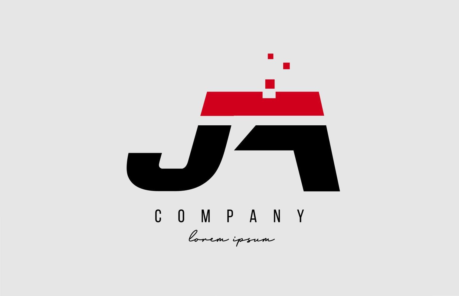 combinaison de logo de lettre de l'alphabet ja ja en couleur rouge et noire. conception d'icônes créatives pour entreprise et entreprise vecteur